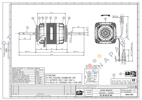 108206 / 1BT 40-40 3V NA 230V 50/60Hz FAN MOTOR